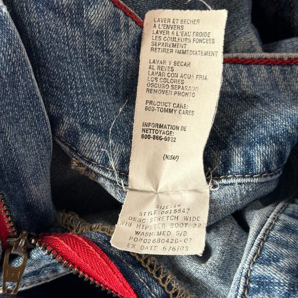 Tommy Hilfiger VTG Hipster Bootcut Jeans Women SZ 14 Blue Classic Retro Denim - Picture 10 of 11